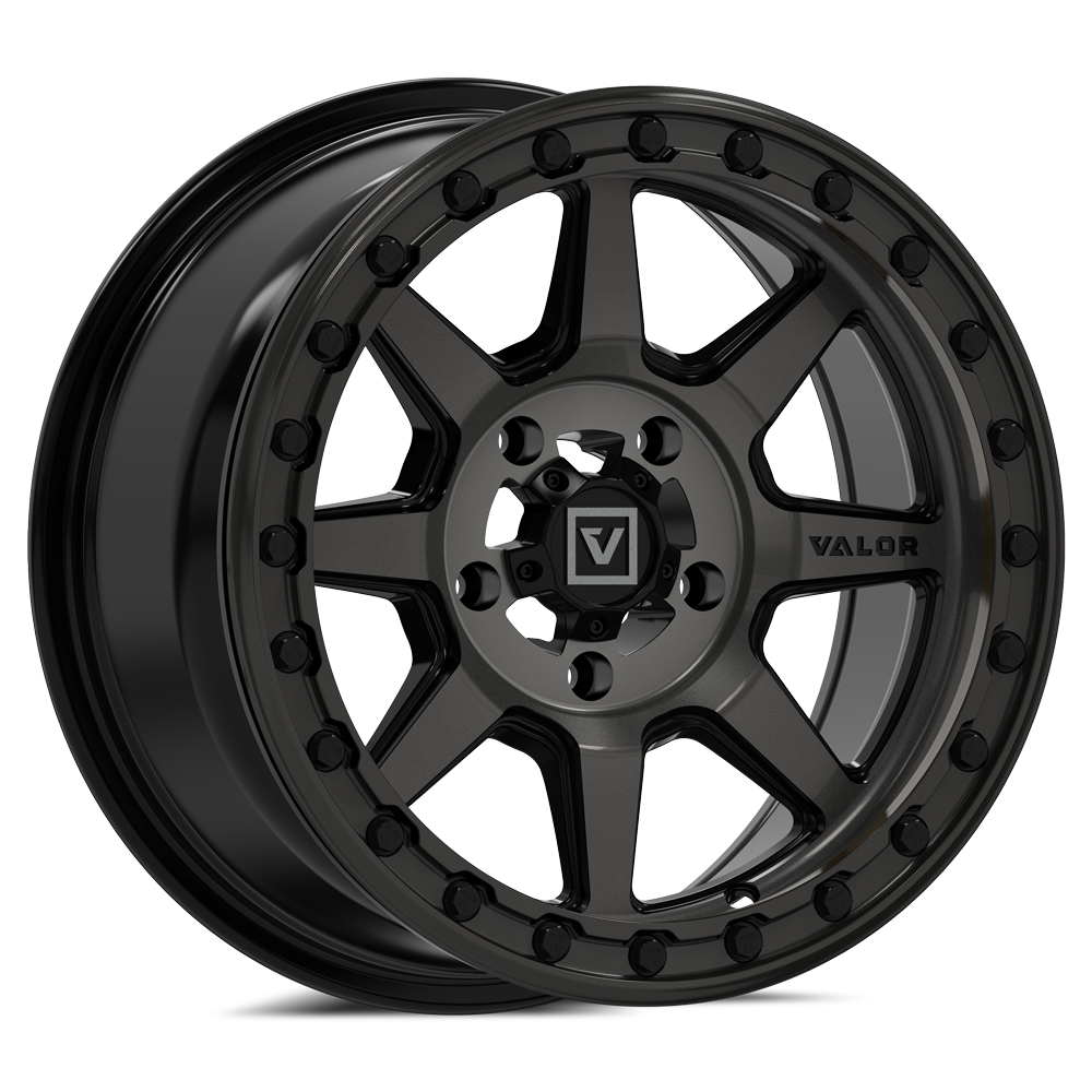 V13 beadlock UTV wheel in dark tint Angle 2 - Valor Offroad