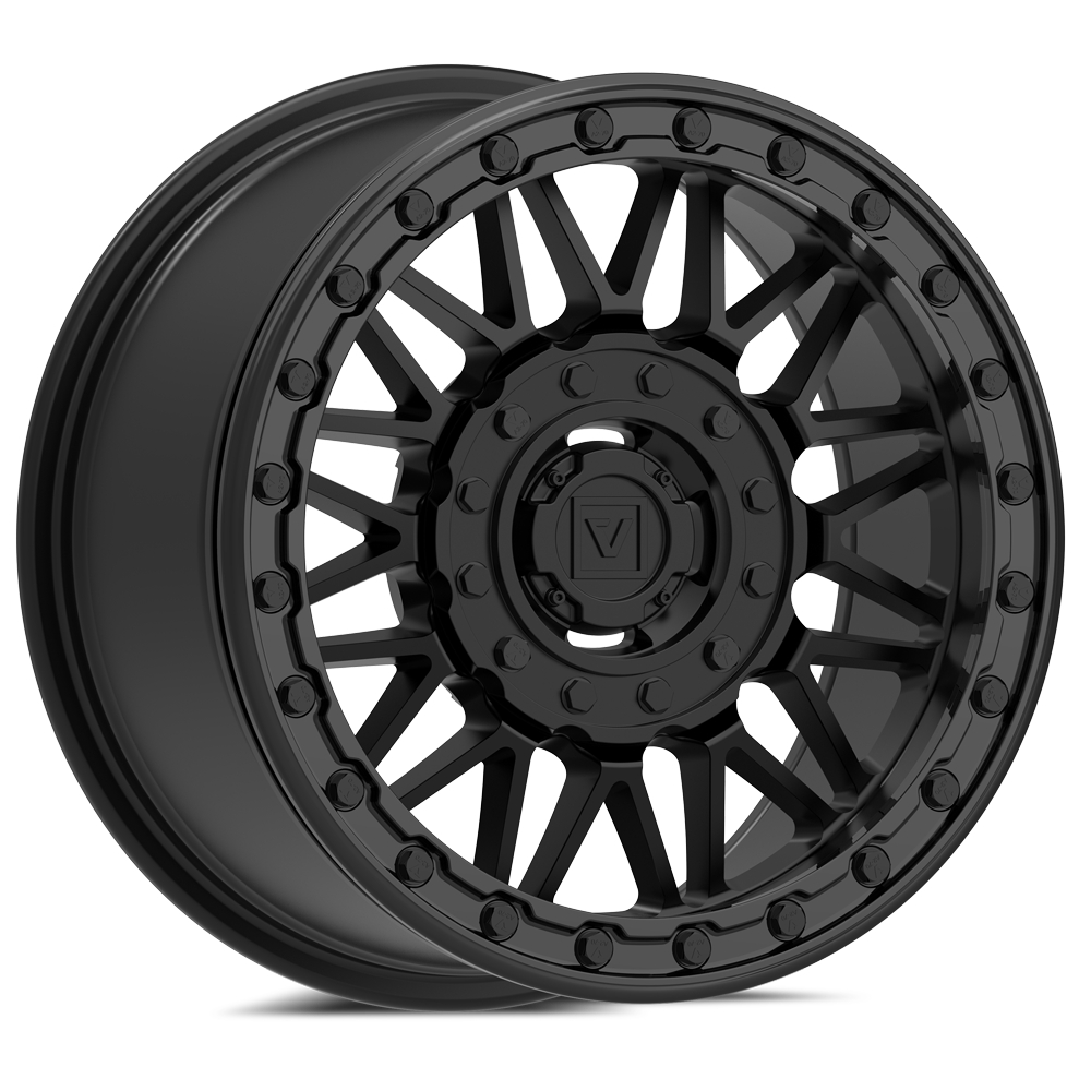 V08 Beadlock Satin Black Dual-Drill UTV Wheel - Valor Offroad