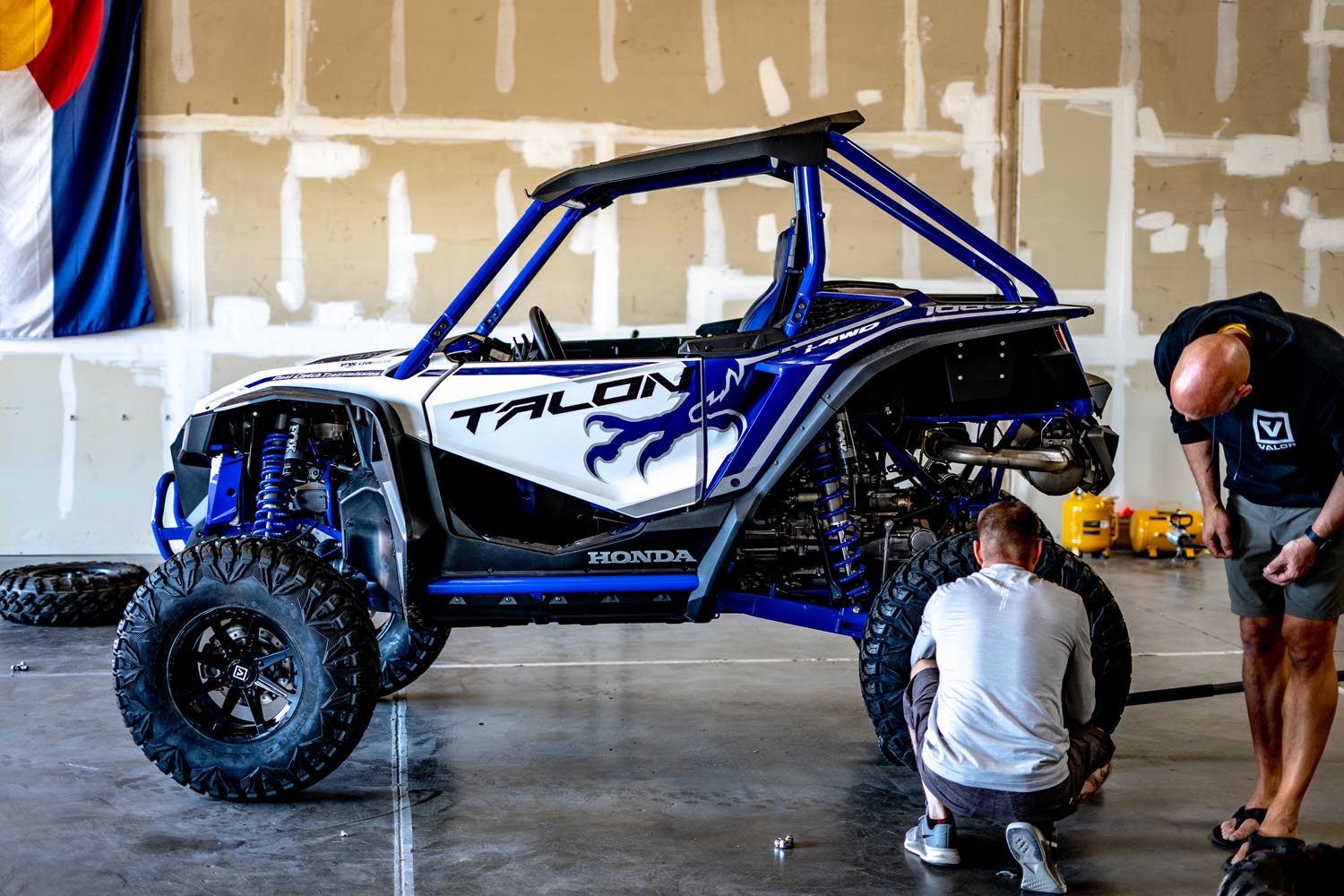 installing new wheels and tires on Honda Talon UTV