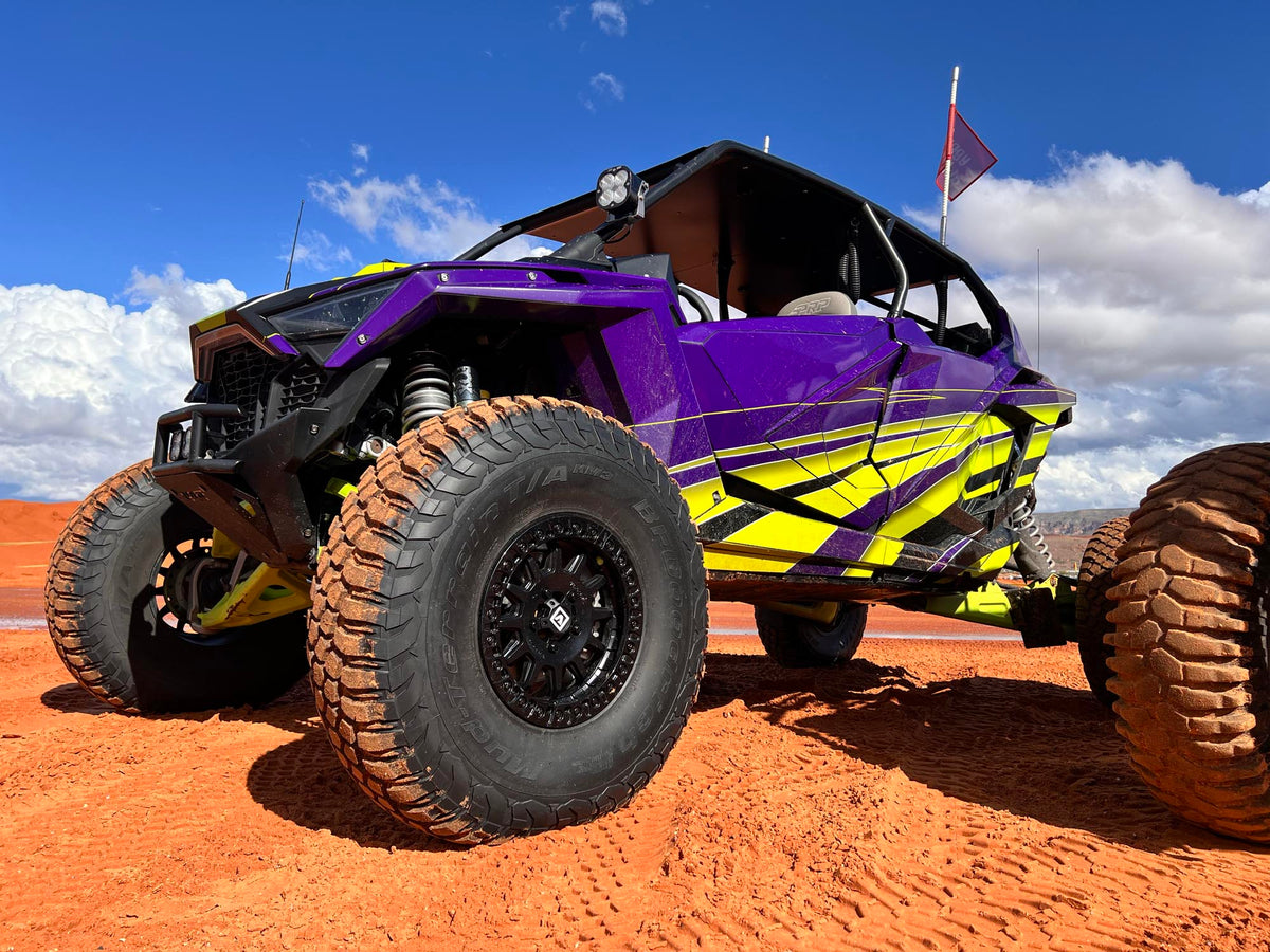 Polaris RZR Pro R on Satin Black 15x7 V09 Flow Formed Beadlock Wheels