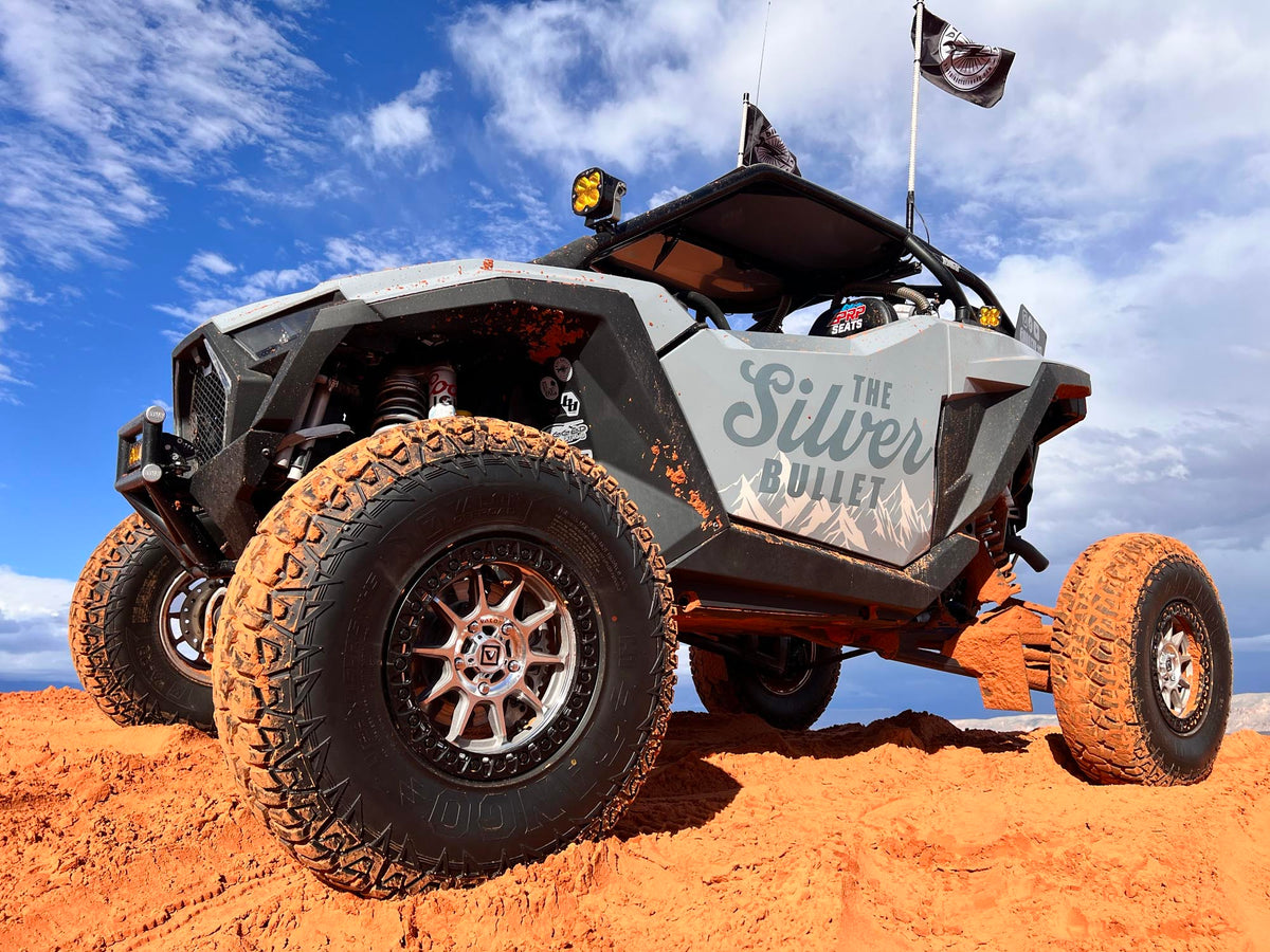 Polaris Pro R on Raw Machined 15x7 V18 Beadlock Wheels and Tango Tires
